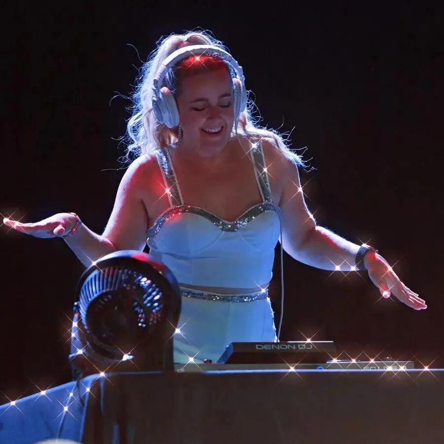 DJ AJ at her DJ booth during a private party in Arkansas